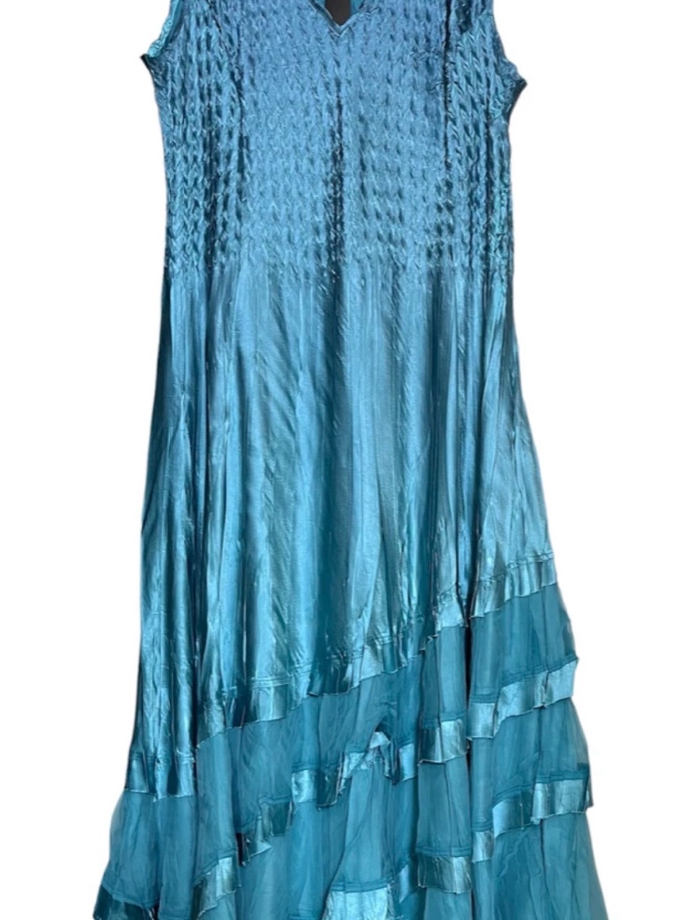 KOMAROV 2-Pc Pleated Maxi Dress & Jacket Set Blue Ombre Plus Size 3X Excellent - Picture 5 of 16